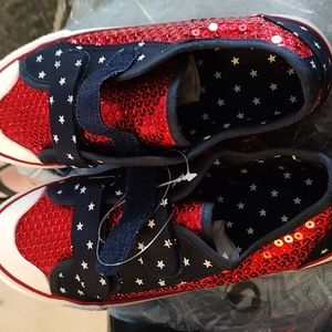 Woman's red white and blue shoes